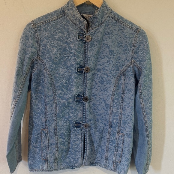 Chico's Blue Floral Jean Jacket - Picture 2 of 5